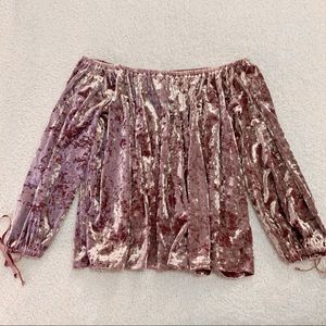 Magenta Velvet Off the Shoulder Top